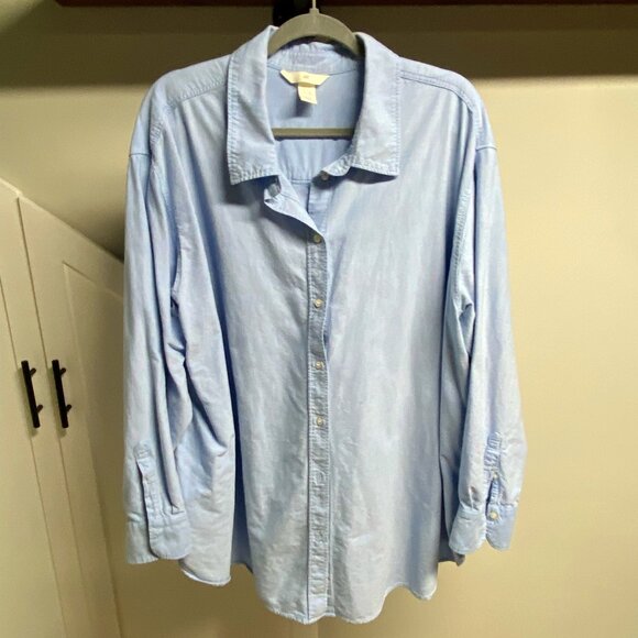 H&M 100% Cotton Classic Button-Down Shirt - Blue, XL - Picture 4 of 7